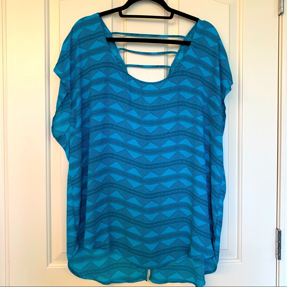 Torrid Challis Teal & Black blouse